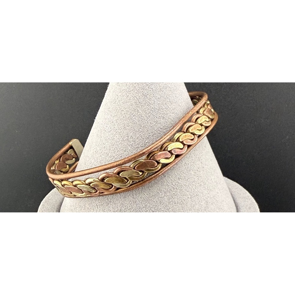 Vintage Twisted Metal Copper Cuff Bracelet 7"
